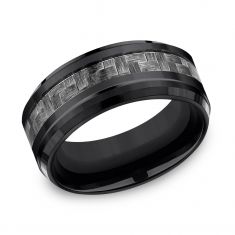 Benchmark Black Titanium and Grey Carbon Fiber Comfort Fit Band | 9mm