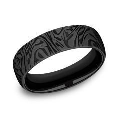 Benchmark Black Titanium Mokume Pattern Comfort Fit Band | 6.5mm