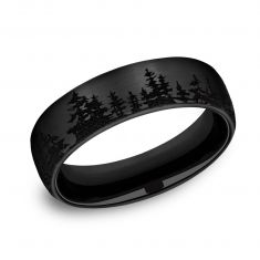 Benchmark Black Titanium Tree Line Pattern Comfort Fit Band | 6.5mm