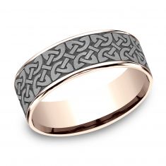 Benchmark Celtic Quaternary Knot Grey Tantalum and Rose Gold Comfort Fit Band | 7.5mm
