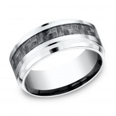 image of Cobalt and Grey Carbon Fiber Center Comfort Fit Wedding Band 9mm with sku:CF69488CFCCDS