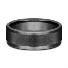 Darkened Tantalum Wire Brush Center Straight Edge Comfort Fit Band 8mm