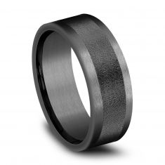 Darkened Tantalum Wire Brush Center Straight Edge Comfort Fit Band 8mm