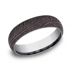 Benchmark Feather Pattern Grey Tantalum Comfort Fit Band | 6mm