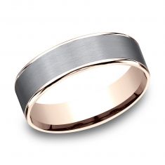 Benchmark Grey Tantalum and Rose Gold Comfort Fit Band | 6.5mm