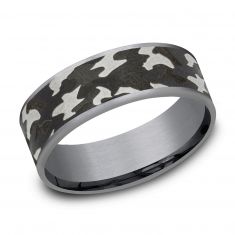 Benchmark Greyscale Camouflage Pattern Tantalum Comfort Fit Band | 7.5mm