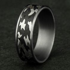 Greyscale Camouflage Pattern Tantalum Comfort Fit Band 7.5mm