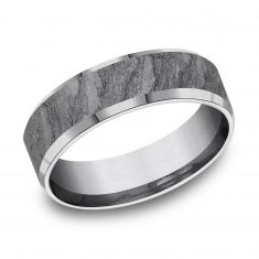 Benchmark Lava Rock Textured Grey Tantalum Comfort Fit Band | 7mm