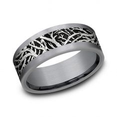 Benchmark Tantalum and Black Titanium Enchanted Forest Center Comfort Fit Band | 8mm