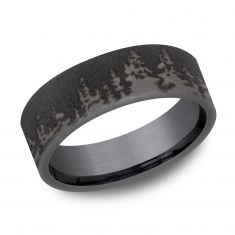 Benchmark Tree Line Pattern Darkened Tantalum Comfort Fit Band | 8mm