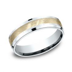 Benchmark Two-Tone Swirl Finish Center Comfort Fit Wedding Band | 6mm ...