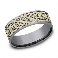 Benchmark Viking Knot Pattern Tantalum and Yellow Gold Comfort Fit Band | 7.5mm