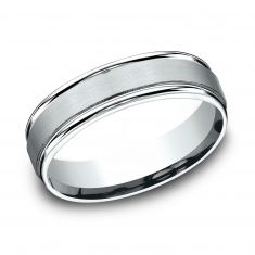 Cobalt Satin Center Round Edge Comfort Fit Wedding Band 6mm