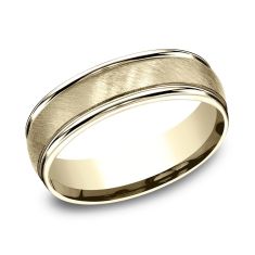 image of 10k Yellow Gold 6mm Satin Center Round Edge Comfort Fit Wedding Band with sku:RECF7604410KYDS