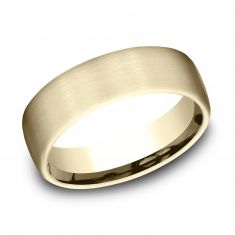 Benchmark Yellow Gold Satin Finish Comfort Fit Band | 6.5mm