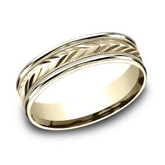 10k Yellow Gold 6mm Wheat Design Comfort Fit Wedding Band