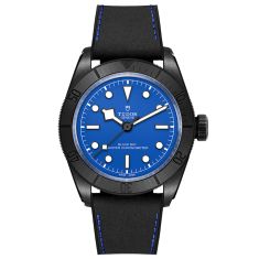 image of Black Bay 41 Ceramic Case Hybrid Blue Dial Hybrid Leather and Rubber Strap Watch 41mm - M79210CNU-0007 with sku:M79210CNU-0007