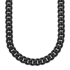 Black Ion-Plated Stainless Steel Polished Curb Link Chain Necklace 8mm - 24 Inches