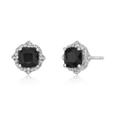 Black Onyx and White Topaz Vintage-Inspired Stud Earrings