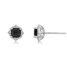 Black Onyx and White Topaz Vintage-Inspired Stud Earrings