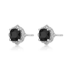 Black Onyx and White Topaz Vintage-Inspired Stud Earrings