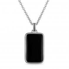 Men's Black Onyx Dog Tag Shape Bullet Necklace – SureShot Jewelry