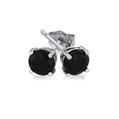 Black Onyx White Gold Solitaire Stud Earrings