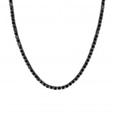 Black Spinel Tennis Necklace in Black Rhodium-Plated Sterling Silver | 22 Inches