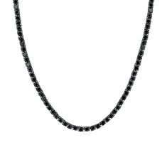 Black Spinel Tennis Necklace in Black Rhodium-Plated Sterling Silver | 22 Inches