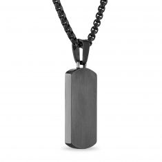 Black Titanium and Gold Ion-Plated Strip Diamond Accent Dog Tag Pendant Necklace | Men