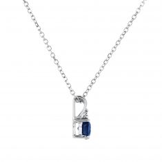 Blue Sapphire and Diamond Accent White Gold Pendant Necklace