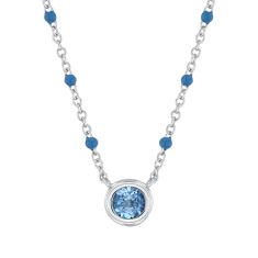 Blue Topaz and Blue Enamel Sterling Silver Pendant Necklace