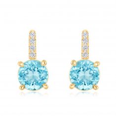 Blue Topaz and 1/8ctw Diamond Yellow Gold Drop Earrings | Watercolor