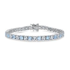 Blue Topaz and White Topaz Sterling Silver Tennis Bracelet