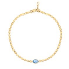 Blue Topaz and Yellow Gold Solid Mirror Chain Bracelet | 2.2mm