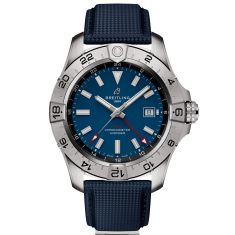 Breitling Avenger Automatic GMT Blue Dial Leather Strap Watch 44mm - A32320101C1X1