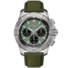 Breitling Avenger B01 Chronograph Green Dial Leather Strap Watch - AB0147101LX1