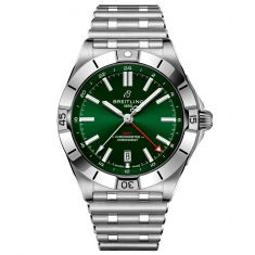 Breitling Chronomat Automatic GMT 40 Green Dial Stainless Steel Bracelet Watch 40mm - A32398101L1A1