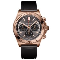 Breitling Chronomat B01 42 Black Dial Black Rubber Strap Watch 42mm - RB0134101B1S1