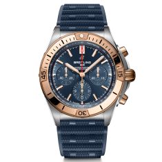 Breitling Chronomat B01 42 Stainless Steel and Red Gold Anthracite Dial Black Rubber Strap Watch 42mm UB0134101B1S1 REEDS Jewelers