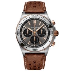Breitling Chronomat B01 42 Triumph Titanium and Red Gold Brown Leather Strap Watch 42mm - TB0134101M1X1