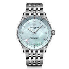 Breitling Navitimer 32 Light Blue Mother-of-Pearl Lab Grown Diamond Dial Stainless Steel Watch | 32mm | A77320171C1A1