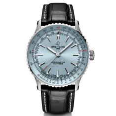 Breitling Navitimer Automatic 41 Ice Blue Dial Black Leather Strap Watch 41mm - A17329171C1P1