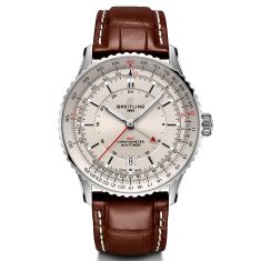 Breitling Navitimer Automatic GMT 41 Brown Leather Strap Watch 41mm - A32310211G1P1