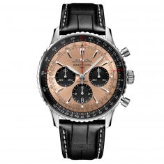 Breitling Navitimer B01 Chronograph 43 Copper Dial Black Leather Strap Watch | AB0138241K1P1