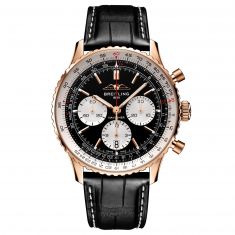 Breitling Navitimer B01 Chronograph 43 Red Gold and Black Leather Strap Watch | RB0138211B1P1