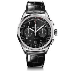 Breitling Premier B01 Chronograph 42 Black Dial Black Leather Strap Watch | 42mm | AB0145221B1P1