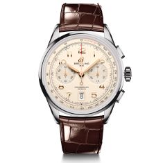 Breitling Premier B01 Chronograph 42 Cream Dial Brown Leather Strap Watch 42mm - AB0145211G1P1