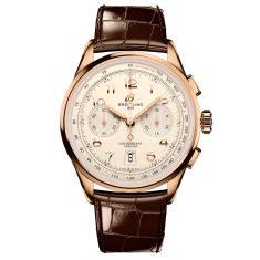 Breitling Premier B01 Chronograph 42 Cream Dial Red Gold and Brown Leather Strap Watch | 42mm | RB0145371G1P1