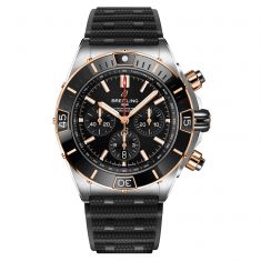 Breitling Super Chronomat B01 44 Black Dial and Black Rubber Strap Watch 44mm - UB0136251B1S1